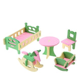 Simulation Miniature Wooden Furniture Toys Dolls Kids Baby Room Play Toy Furniture DollHouse Wood Furniture Set For Dolls