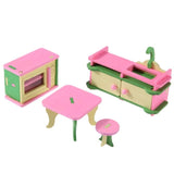 Simulation Miniature Wooden Furniture Toys Dolls Kids Baby Room Play Toy Furniture DollHouse Wood Furniture Set For Dolls