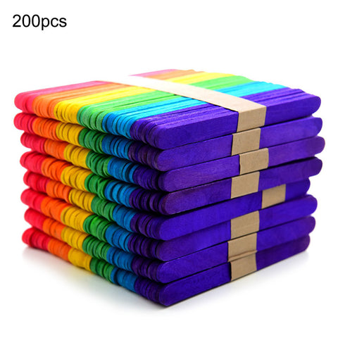 200pcs Colored Wood Craft Popsicle Sticks for DIY Art Crafts Kids Hand Crafts DIY Making Funny Gift Creative handicraft toy