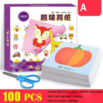 96pcs/set Kids cartoon color paper folding and cutting toys/children kingergarden art craft DIY educational toys