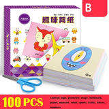 96pcs/set Kids cartoon color paper folding and cutting toys/children kingergarden art craft DIY educational toys