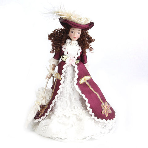 1:12 Dollhouse European Lady Miniature porcelain dolls Senora clasica with sombrero 1pz 15cm