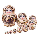 Russian Matryoshka Dolls Basswood Creative Bear Ear Nesting Dolls Gift Russian Traditional Feature Ethnic Style Unisex DIY Dolls