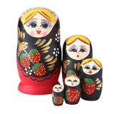 Russian Matryoshka Dolls Basswood Creative Bear Ear Nesting Dolls Gift Russian Traditional Feature Ethnic Style Unisex DIY Dolls