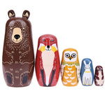 Russian Matryoshka Dolls Basswood Creative Bear Ear Nesting Dolls Gift Russian Traditional Feature Ethnic Style Unisex DIY Dolls