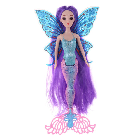 MagiDeal Magical Princess Mermaid Doll Toy Modern Girl with Butterfly Wing