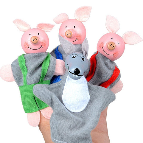 Puppet Theater Little Pig 4PCS Dolls Kermit Puppets Squishy Boys Soft Hand Toy Girls Toys Boys Finger Gift Children