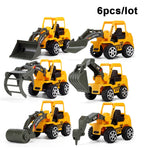 6 Pcs/Set Vehicle Truck Car Model Plastic Diecast Construction Bulldozer Engineering Model Toy Cars for Kids Children Boys Gift