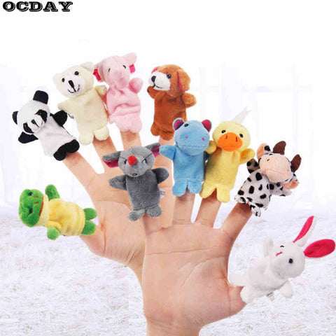 1PC/10PCS Animal Finger Puppet Plush Toys Storytelling props Doll Hand Puppet Child Baby Favor Dolls Boys Girls Finger Puppets