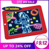 3D Light Up Magic Pad LED Writing Board For Plastic Creative Art Magic Board With Pen Brush Children Clipboard Educational Kids