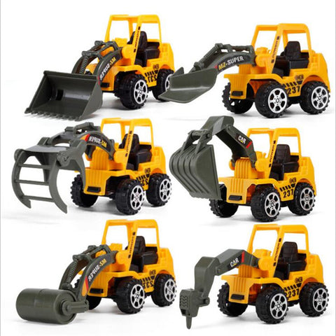 WEPBEL 6 Styles Mini Diecast Plastic Construction Vehicle Engineering Cars Excavator Model Toys For Children Boys Gift