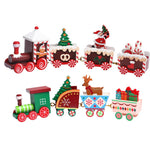 4pcs Mini Christmas Decoration Wooden Train toy Home Decor Christmas Gift Kids Baby Toys Vehicles Children  Wooden Train Xmas