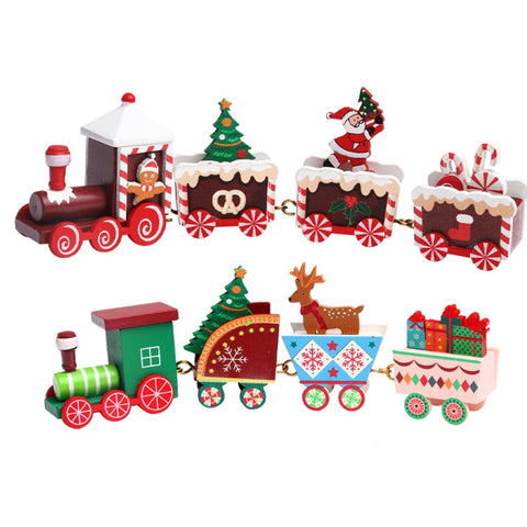 4pcs Mini Christmas Decoration Wooden Train toy Home Decor Christmas Gift Kids Baby Toys Vehicles Children  Wooden Train Xmas