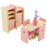 Dollhouse Furniture Double Bed with Pillows and Blanket Wooden Doll Bathroom Furniture Dollhouse Miniature Kids Child Play Toy