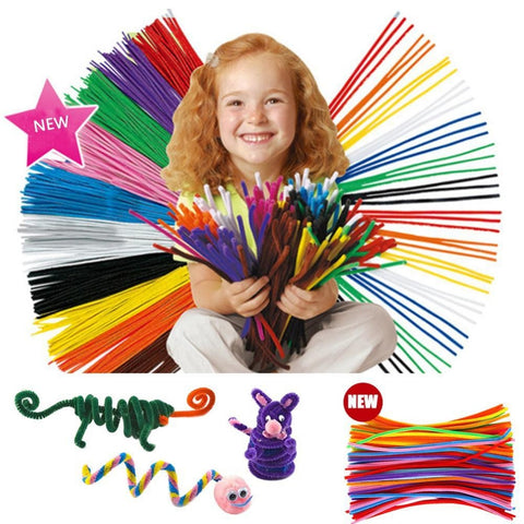 100Pcs Kids Child Craft Plush Sticks Handmade Art DIY Materials Shilly Stick Toys Children's Educational DIY Toys for Children