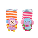 Wrist Strap Rattles Animal Socks Toy New A Pair 2pcs/set Baby Infant Soft Handbells Hand Foot Developmental Toys 0-12Months