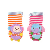 Wrist Strap Rattles Animal Socks Toy New A Pair 2pcs/set Baby Infant Soft Handbells Hand Foot Developmental Toys 0-12Months