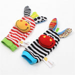 Wrist Strap Rattles Animal Socks Toy New A Pair 2pcs/set Baby Infant Soft Handbells Hand Foot Developmental Toys 0-12Months