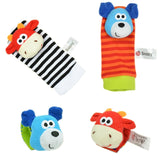 Wrist Strap Rattles Animal Socks Toy New A Pair 2pcs/set Baby Infant Soft Handbells Hand Foot Developmental Toys 0-12Months