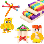 50Pcs DIY Wooden Stick Popsicle Ice Cream Sticks Colorful Hand Crafts Art Creative Educational Toys For Children Kids Baby