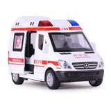 1:32 Hospital Rescue Police Alloy Ambulance Vehicle with Sound Light Diecast Car Model Toys for Gift With Pull Back For Children