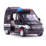 1:32 Hospital Rescue Police Alloy Ambulance Vehicle with Sound Light Diecast Car Model Toys for Gift With Pull Back For Children