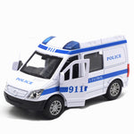 1:32 Hospital Rescue Police Alloy Ambulance Vehicle with Sound Light Diecast Car Model Toys for Gift With Pull Back For Children