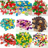 100pcs/lot DIY Art Craft Toys Wooden Buttons Heart Flower Shaped 2-Hole Wood Buttons Educational Toys for Children Birthday Gift