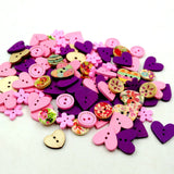 100pcs/lot DIY Art Craft Toys Wooden Buttons Heart Flower Shaped 2-Hole Wood Buttons Educational Toys for Children Birthday Gift