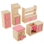 Wooden Delicate Dollhouse Furniture Toys Set Miniature For Kids Pretend Play Rooms Set Dressed Pretend Dolls Simulation Toys